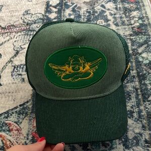 Boys Lie Green Mesh Trucker Hat with Yellow Embroidery